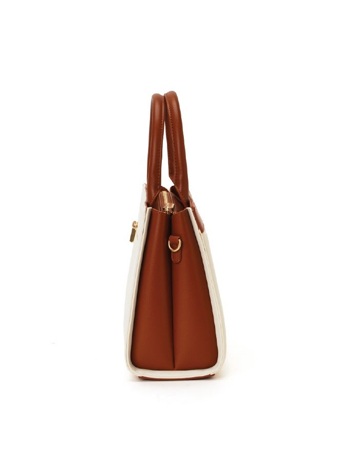 MOKOBARA The Noir Handbag Vegan Leather Top Handle Stylish Women Shoulder Bag Top Handle Purse (Coconut Cream)