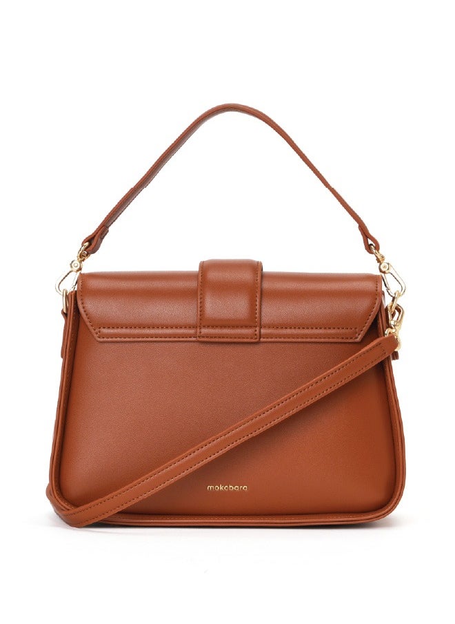 MOKOBARA The Reign Handbag Vegan Leather Top Handle Stylish Women Shoulder Bag Top Handle Purse (Truffle)
