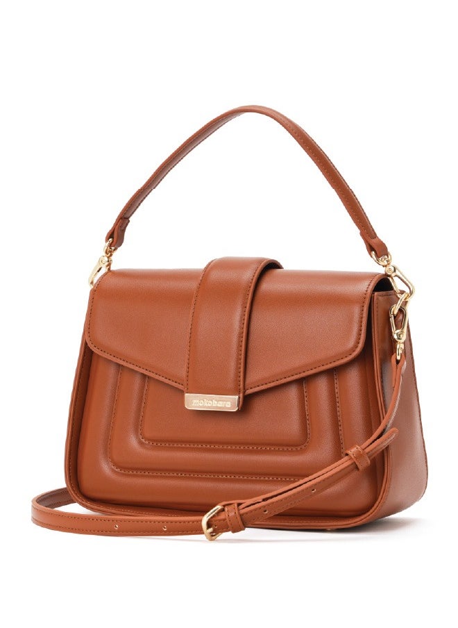 MOKOBARA The Reign Handbag Vegan Leather Top Handle Stylish Women Shoulder Bag Top Handle Purse (Truffle)