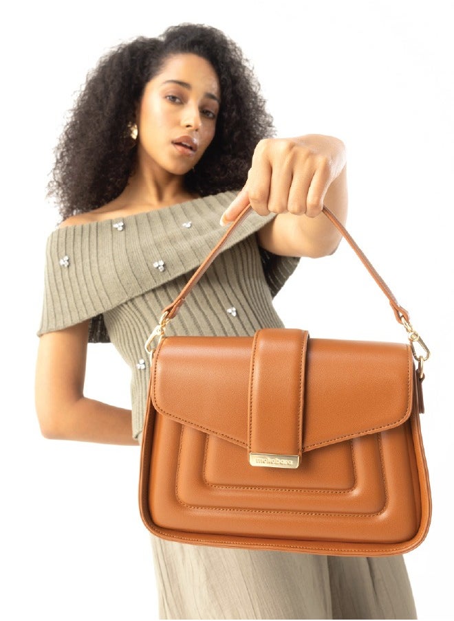 MOKOBARA The Reign Handbag Vegan Leather Top Handle Stylish Women Shoulder Bag Top Handle Purse (Truffle)