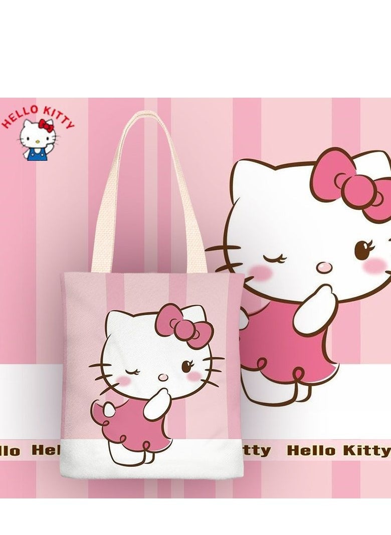 Cartoon Sanrio Kuromi pattern canvas tote bag
