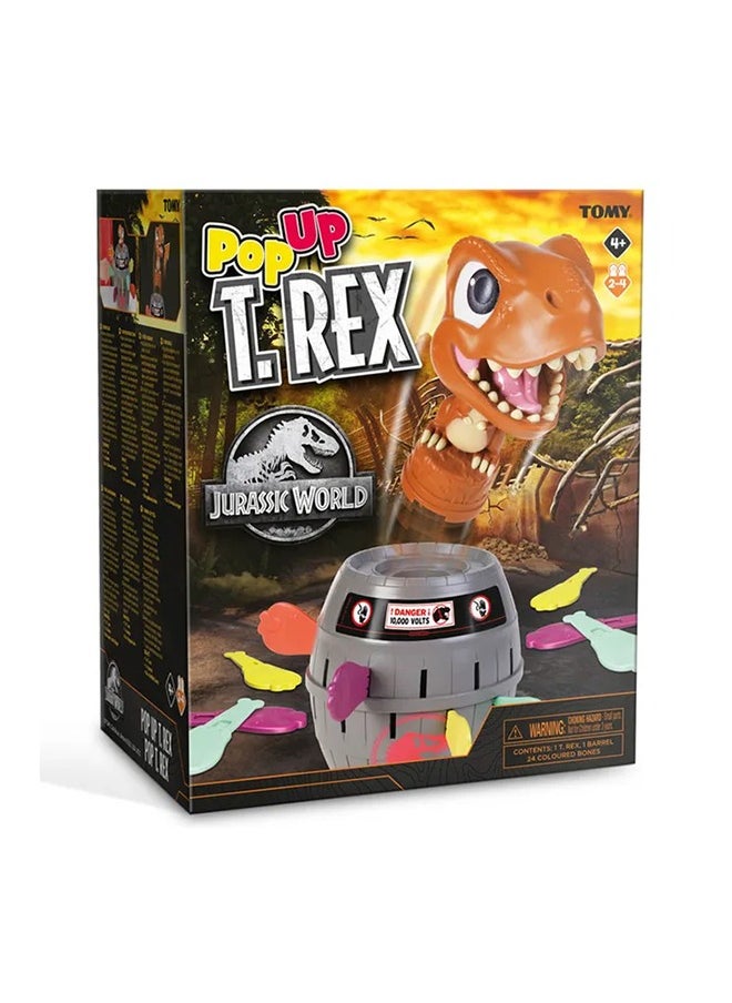 TOMY Pop Up Trex Classic Children's Action Game, Family & Preschool Kids Game, Jurassic World Games, Action Game for Children 4, 5, 6, 7, 8 Year Old Boys & Girls & Adults