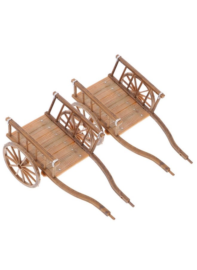 STOBOK 2Pcs Miniature Farming Cart Model Dollhouse Miniature Barrows Simulation Cart Ornaments Landscape Decorations Ancient Wagon Farm Tool Toys