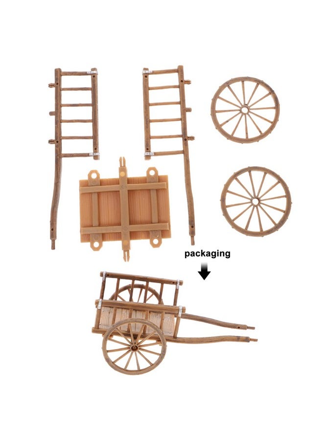 STOBOK 2Pcs Miniature Farming Cart Model Dollhouse Miniature Barrows Simulation Cart Ornaments Landscape Decorations Ancient Wagon Farm Tool Toys