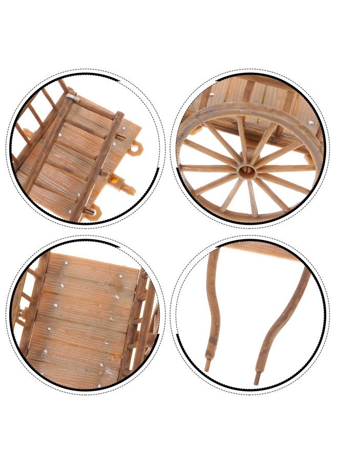 STOBOK 2Pcs Miniature Farming Cart Model Dollhouse Miniature Barrows Simulation Cart Ornaments Landscape Decorations Ancient Wagon Farm Tool Toys
