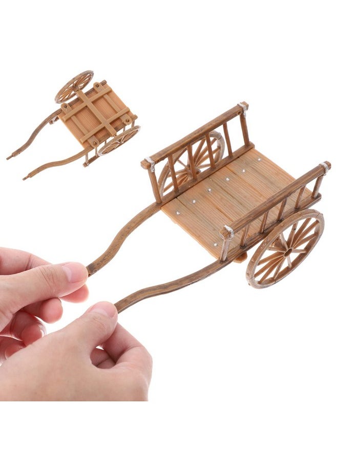 STOBOK 2Pcs Miniature Farming Cart Model Dollhouse Miniature Barrows Simulation Cart Ornaments Landscape Decorations Ancient Wagon Farm Tool Toys
