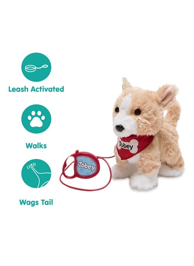 Cuddle Barn - Walking Buddies Tobey | Animated Dog Stuffed Animal Plush Toy Walks, Wags Tail, and Says Playful Phrases, 11 inches