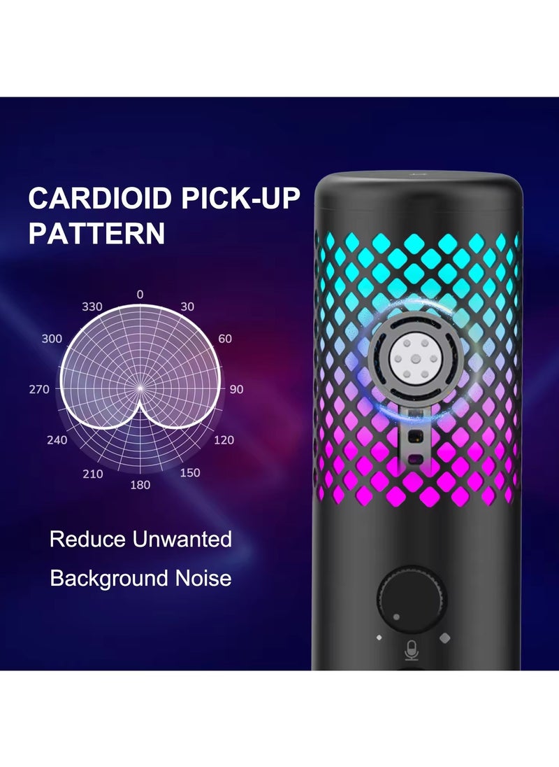 Microphone with a Type-C port for broadcast and podcasts for games for PC, PS4 and PS5 with RGB control