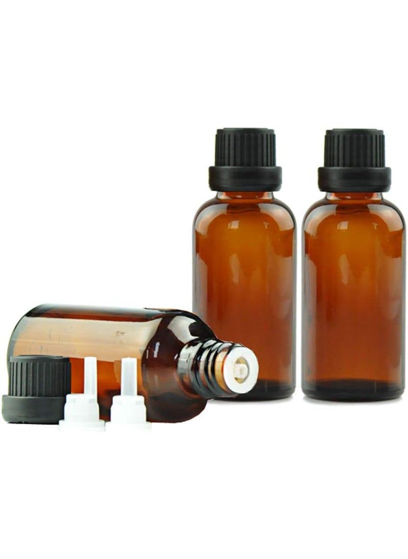 3PCS Amber Glass Bottle with Orifice Reducer and Black Cap Essential Oil Bottle Empty Cosmetic Storage Container Vial for Perfume Aromatherapy 100ml/3.4oz