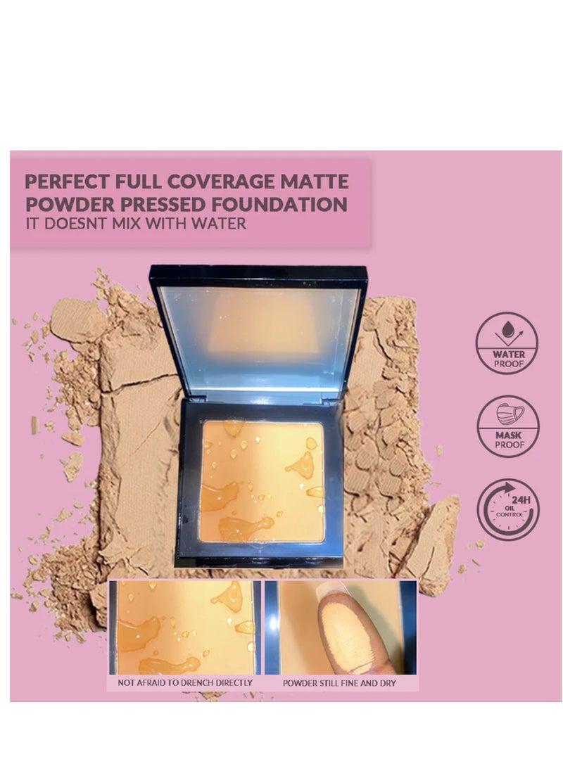 Glam It! Perfect Full Coverage Matte Powder Pressed Foundation | 2-in-1 Setting & Foundation | Matte Finish, Long-Lasting, Lightweight | Vegan, Halal, Cruelty-Free