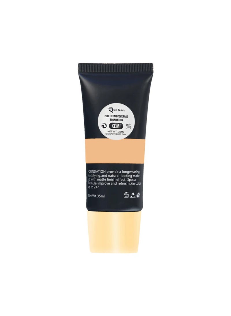 Glam It! Perfecting Coverage Foundation | Full Coverage, Matte Finish, Long-Lasting, Lightweight | Vegan, Halal, Cruelty-Free