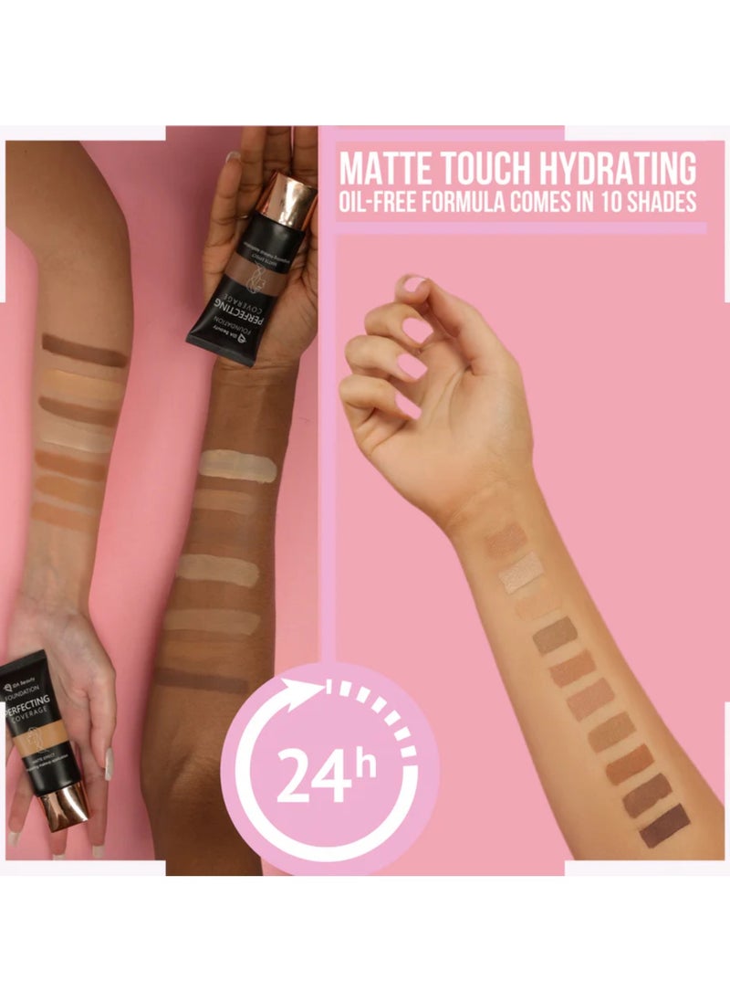 Glam It! Perfecting Coverage Foundation | Full Coverage, Matte Finish, Long-Lasting, Lightweight | Vegan, Halal, Cruelty-Free