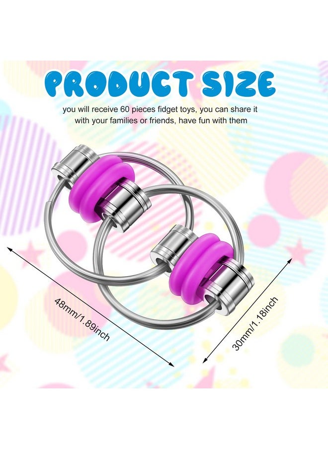 Skylety 60 Pcs Fidget Bike Chain Gift for Christmas Key Ring Fidget Flippy Chain Toys for ADHD Stress Relief Finger Toys Fidget Flippy Key Chains for Adults and Teens