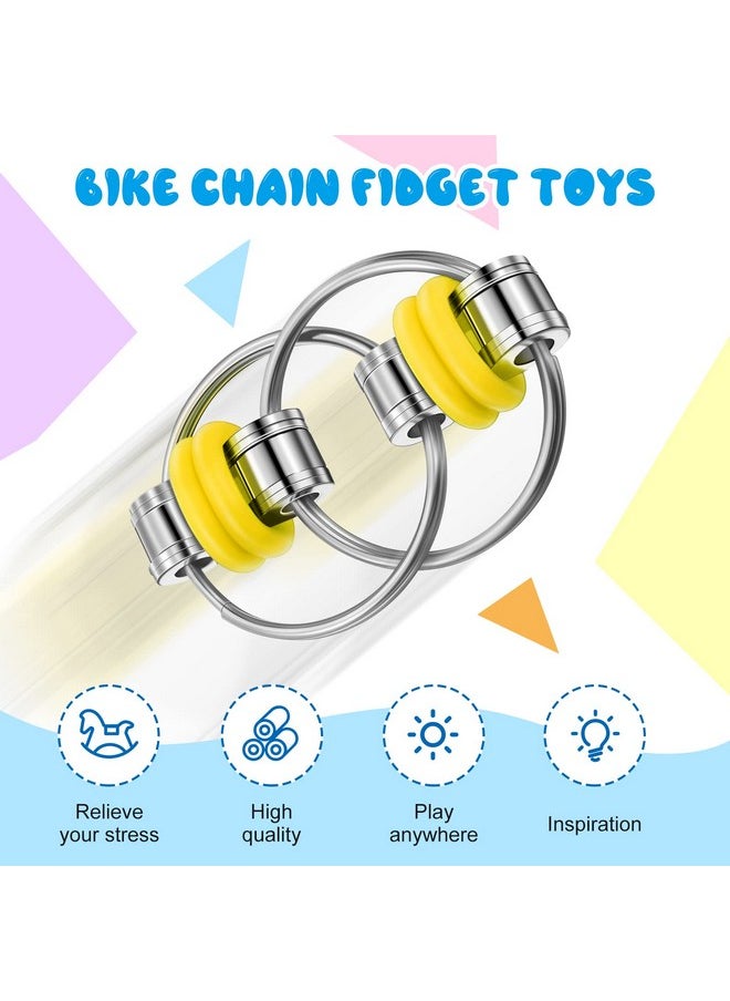 Skylety 60 Pcs Fidget Bike Chain Gift for Christmas Key Ring Fidget Flippy Chain Toys for ADHD Stress Relief Finger Toys Fidget Flippy Key Chains for Adults and Teens