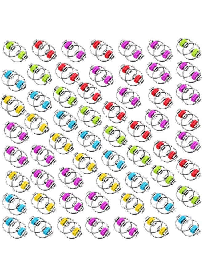 Skylety 60 Pcs Fidget Bike Chain Gift for Christmas Key Ring Fidget Flippy Chain Toys for ADHD Stress Relief Finger Toys Fidget Flippy Key Chains for Adults and Teens