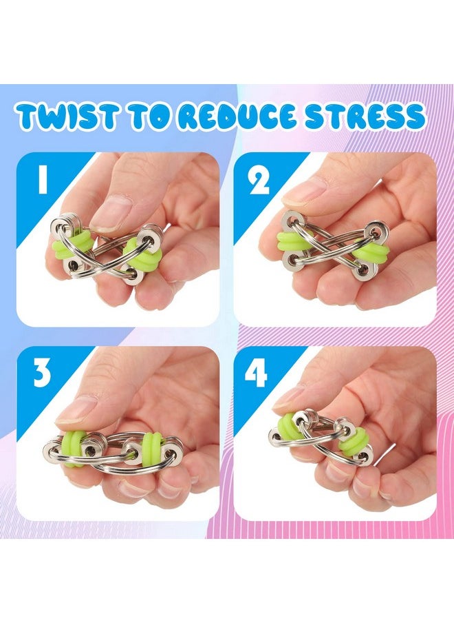 Skylety 60 Pcs Fidget Bike Chain Gift for Christmas Key Ring Fidget Flippy Chain Toys for ADHD Stress Relief Finger Toys Fidget Flippy Key Chains for Adults and Teens
