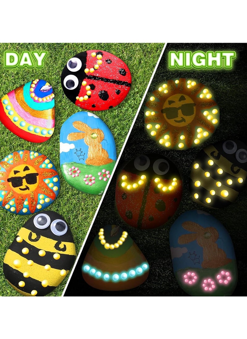 Glow in the Dark Rock Painting Kit for Kids – 10 Stones, 17 Paint Colors – Waterproof, Metallic & Glow Paints – DIY Arts and Crafts Gift for Boys and Girls Ages 4-12