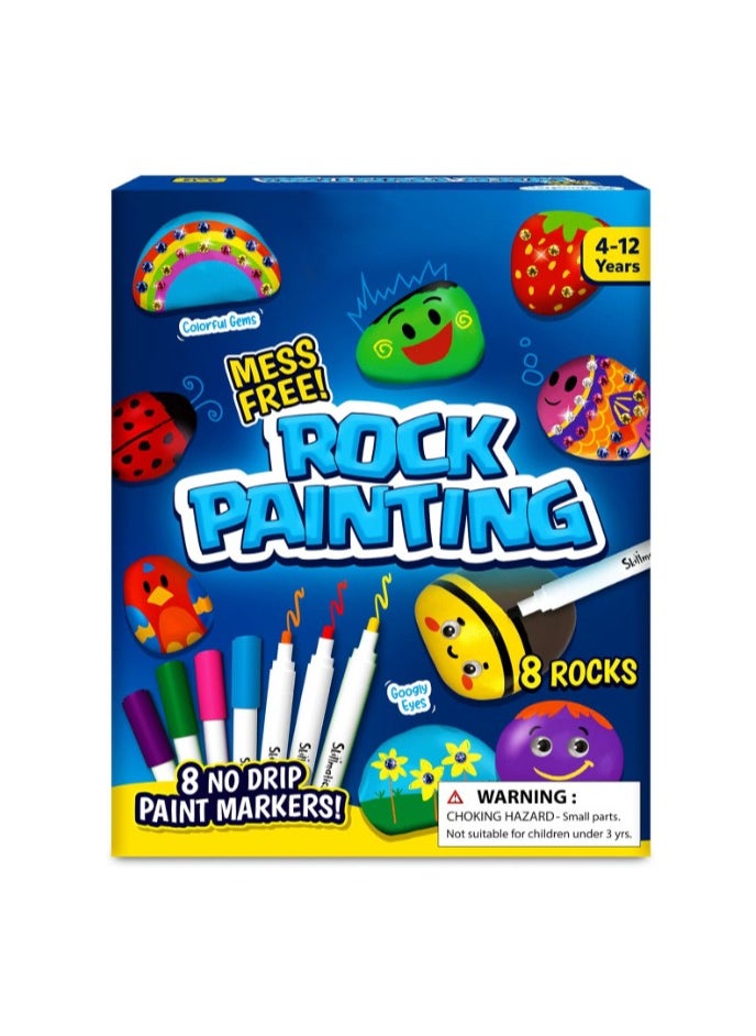Glow in the Dark Rock Painting Kit for Kids – 10 Stones, 17 Paint Colors – Waterproof, Metallic & Glow Paints – DIY Arts and Crafts Gift for Boys and Girls Ages 4-12
