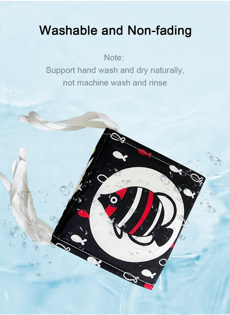 Black and White High Contrast Soft Book Baby Tummy Time Toys Washable Cloth Books Infants Early Learning Toys with Animals Patterns Can Be Bitten and Torn for Baby 0-12 Months
