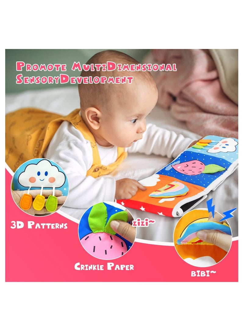 Foldable Soft Cloth Book Crib Toy Black and White High Contrast Baby Books Early Educational Montessori Sensory Toys for Babies Toddlers 0-12 Months