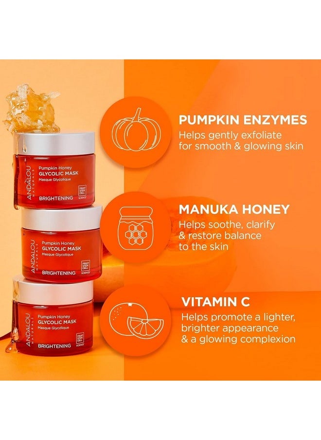 Andalou Naturals Pumpkin Honey Glycolic Mask, Brightening & Exfoliating Face Mask with Glycolic Acid & Vitamin C, Gently Removes Dirt and Brightens Skin, 1.7 fl oz