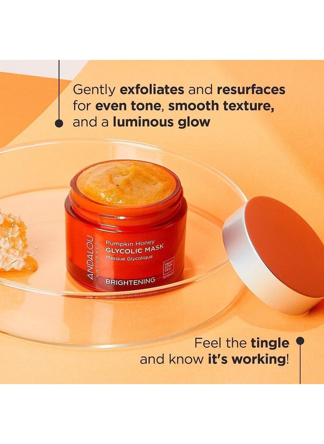 Andalou Naturals Pumpkin Honey Glycolic Mask, Brightening & Exfoliating Face Mask with Glycolic Acid & Vitamin C, Gently Removes Dirt and Brightens Skin, 1.7 fl oz