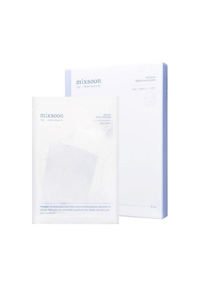 mixsoon Bifida Sheet Mask Pack Face Moisturizer Sheets Korean Glass Skin Care 1Pack (5ea)