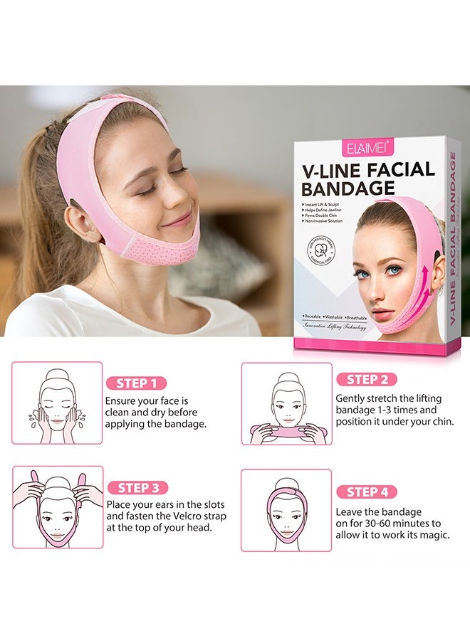 Reusable Face Slimming Strap - V Line Mask - Double Chin Reducer - Chin Up Patch - Face Lift Tape - Chin Strap - V Shaped Slimming Face Mask to Prevent Sagging