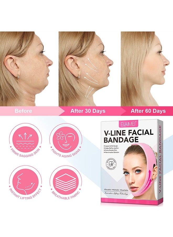 Reusable Face Slimming Strap - V Line Mask - Double Chin Reducer - Chin Up Patch - Face Lift Tape - Chin Strap - V Shaped Slimming Face Mask to Prevent Sagging