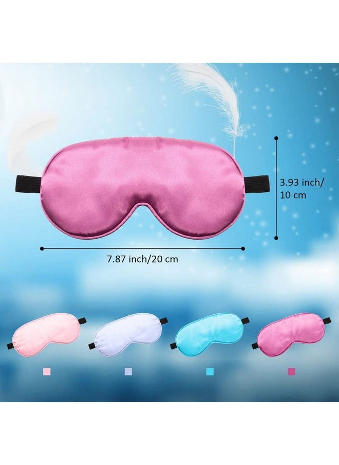 4 Silk Sleep Mask Smooth Soft Eye Mask Eye Mask with Adjustable Shoulder Strap Eye Mask Sleep Shading Travel Relaxation (Purple, Pink, Sky Blue, Taro Color)