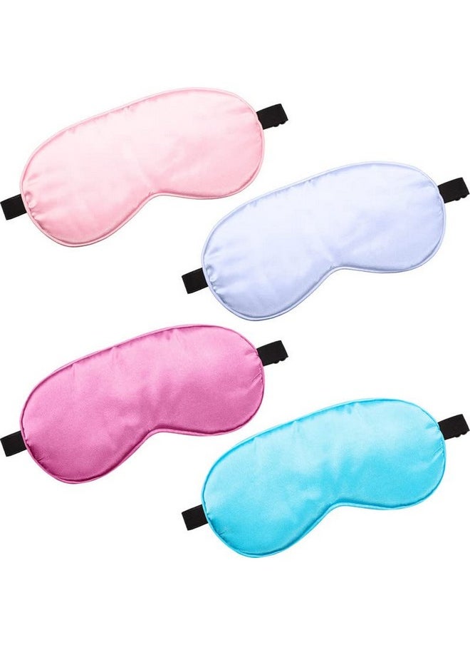 4 Silk Sleep Mask Smooth Soft Eye Mask Eye Mask with Adjustable Shoulder Strap Eye Mask Sleep Shading Travel Relaxation (Purple, Pink, Sky Blue, Taro Color)