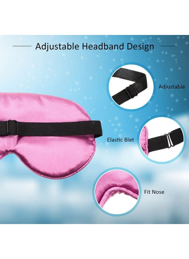 4 Silk Sleep Mask Smooth Soft Eye Mask Eye Mask with Adjustable Shoulder Strap Eye Mask Sleep Shading Travel Relaxation (Purple, Pink, Sky Blue, Taro Color)