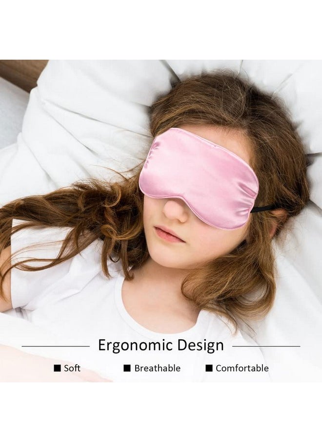 4 Silk Sleep Mask Smooth Soft Eye Mask Eye Mask with Adjustable Shoulder Strap Eye Mask Sleep Shading Travel Relaxation (Purple, Pink, Sky Blue, Taro Color)