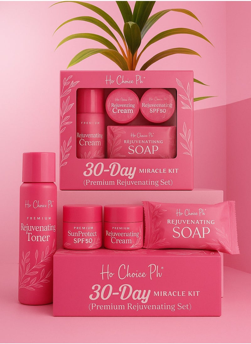 30-Day Miracle Kit – Premium Rejuvenating Set with Toner, Night Cream, Sunscreen & Soap – Skin Renewal & Glow – Complete Facial Skincare Pack