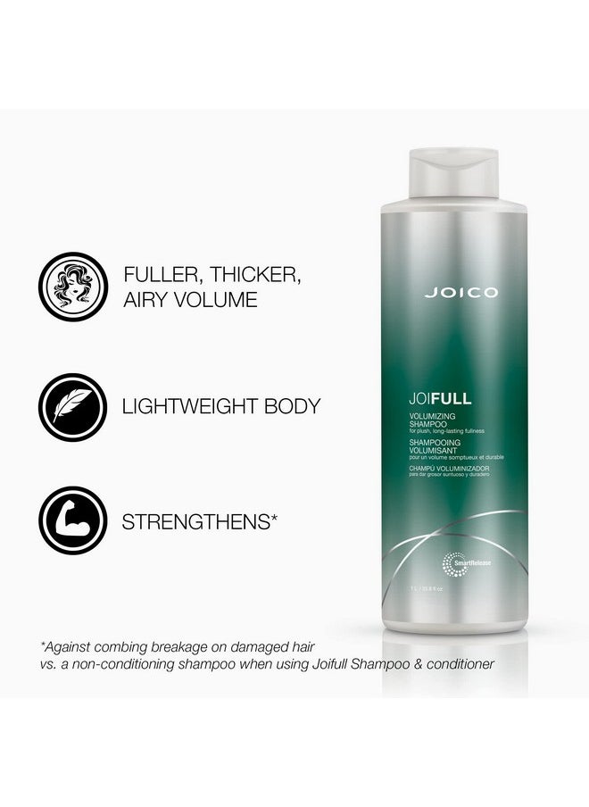 Joico JoiFULL Volumizing Shampoo & Conditioner Set | Plush & Long-Lasting Fullness | Boost Shine | For Fine / Thin Hair