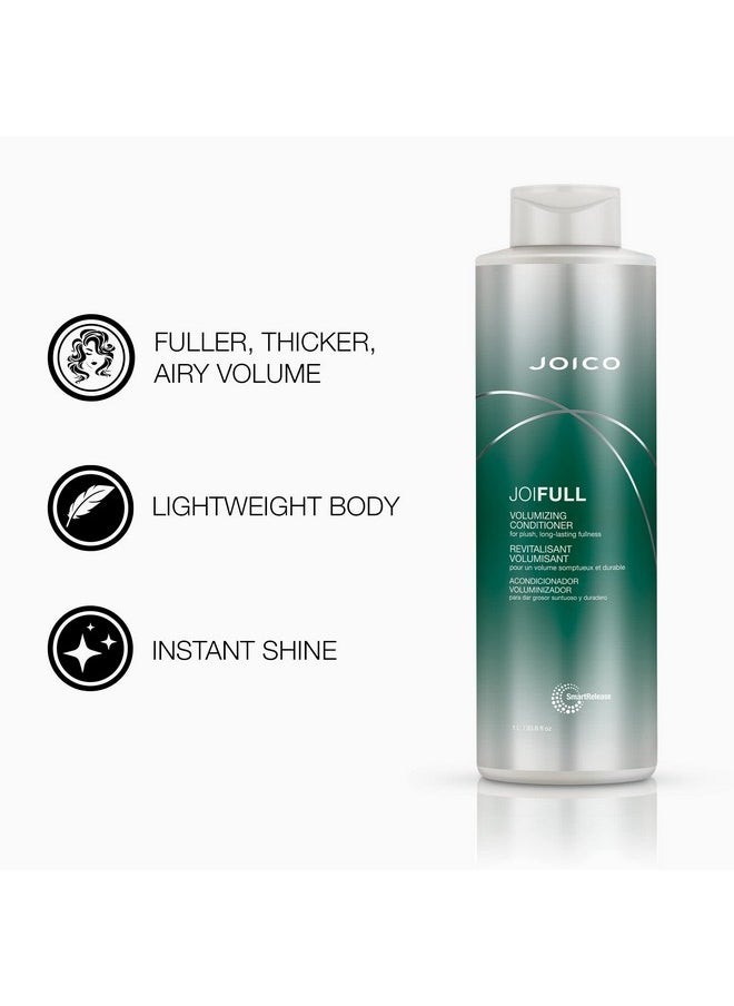 Joico JoiFULL Volumizing Shampoo & Conditioner Set | Plush & Long-Lasting Fullness | Boost Shine | For Fine / Thin Hair