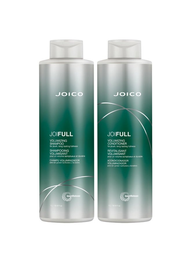 Joico JoiFULL Volumizing Shampoo & Conditioner Set | Plush & Long-Lasting Fullness | Boost Shine | For Fine / Thin Hair