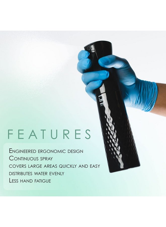 L3 Beveled Spray Bottle - Continuous Spray with a Fine Mist Pattern - Barber and Hair Stylist Supplies - Less Hand Fatigue Compared to Standard Bottles - Level Three Barber Spray - 300 ml (Black)