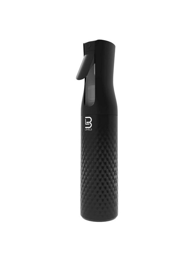 L3 Beveled Spray Bottle - Continuous Spray with a Fine Mist Pattern - Barber and Hair Stylist Supplies - Less Hand Fatigue Compared to Standard Bottles - Level Three Barber Spray - 300 ml (Black)
