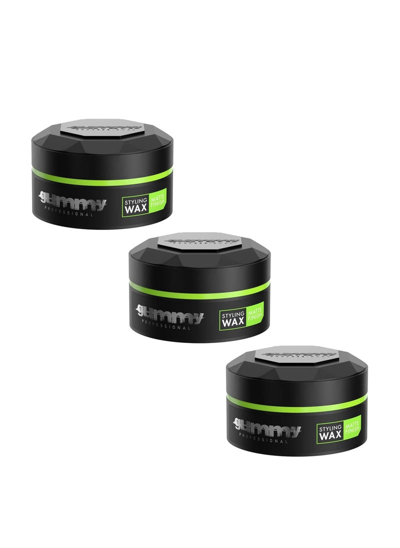Gummy FONEX STYLING SOFT HAIR WAX MATTE LOOK FINISH 150ML x 3 TUBS
