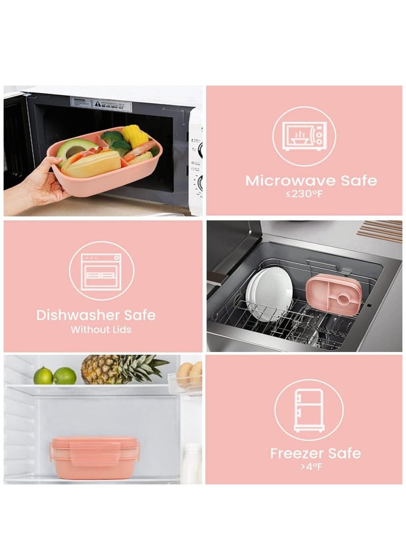 1900ML Lunch box Leak-proof lunch box with compartment Pink