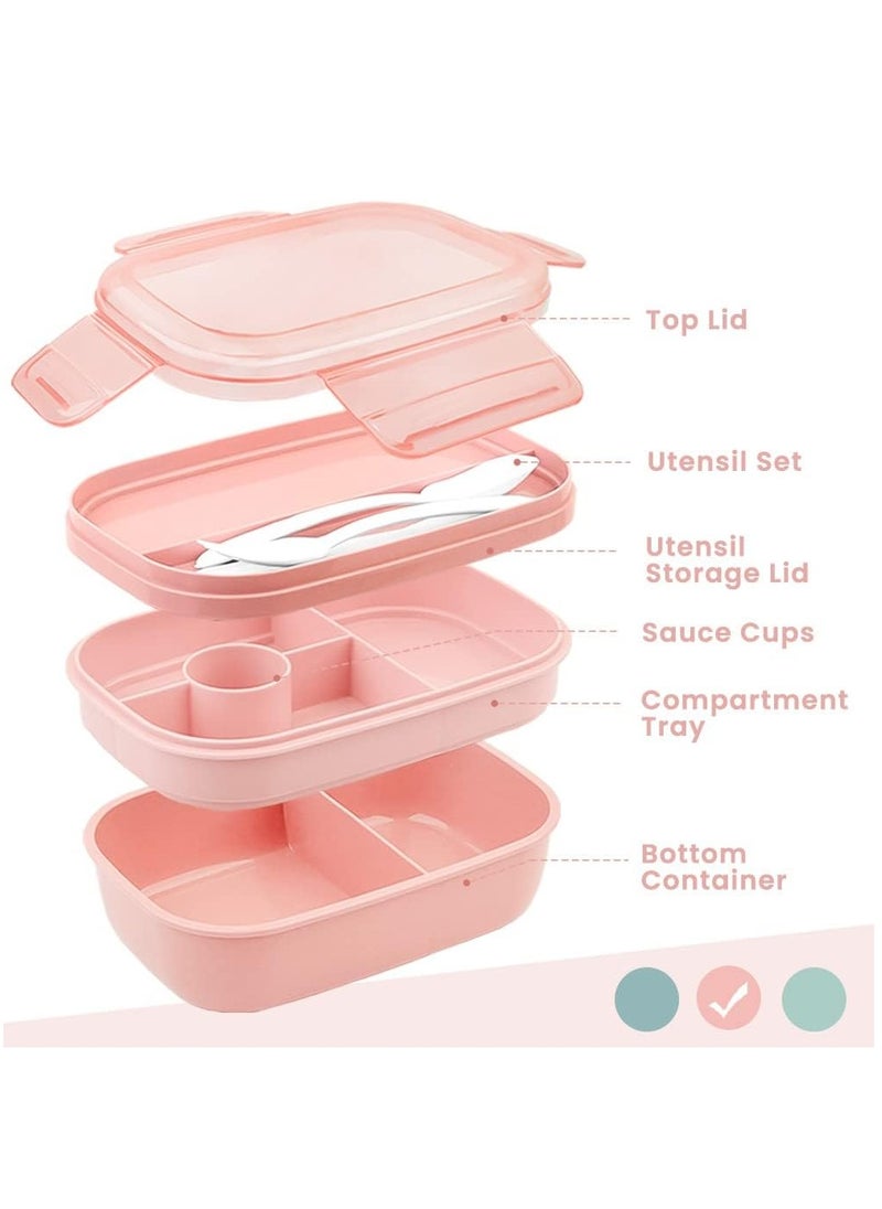 1900ML Lunch box Leak-proof lunch box with compartment Pink