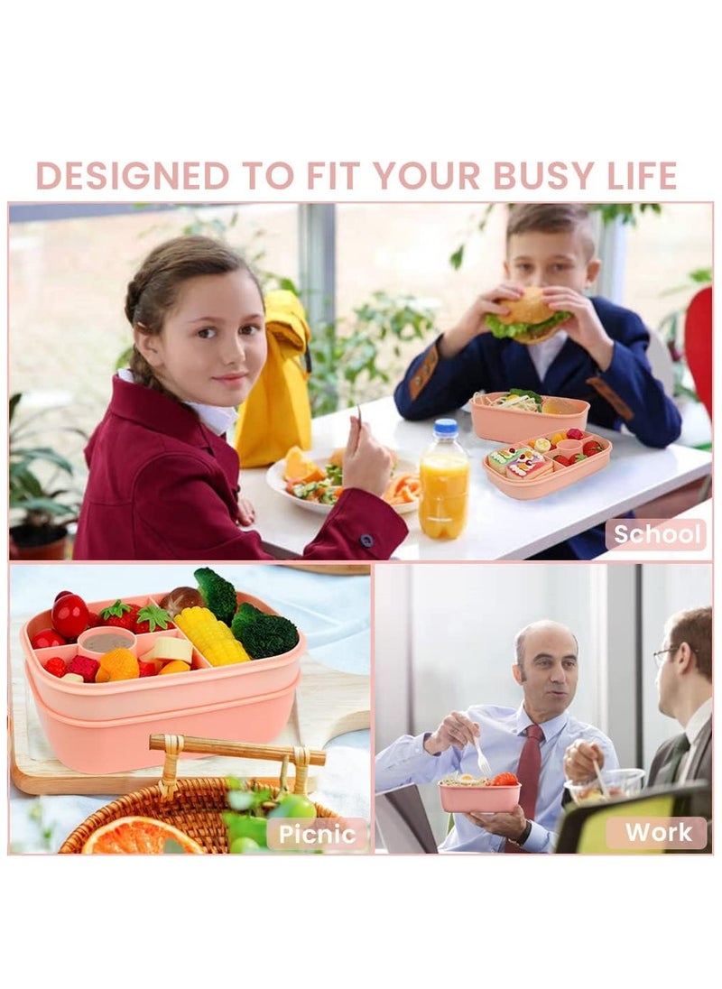 1900ML Lunch box Leak-proof lunch box with compartment Pink