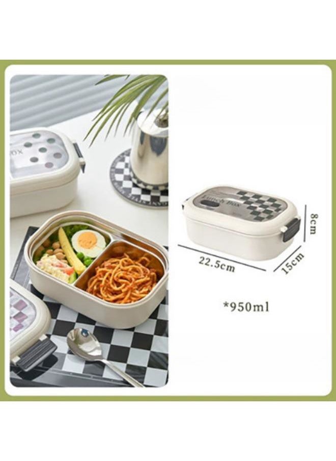 Bento Box Kids, Bento Lunch Box, Stainless Steel 950ML Bento Box for Boys Girls, Portable Leakproof Lunchable Food Container with Spoon for School Office, Adults Lunch Box Microwave Safe