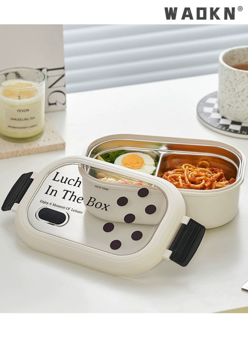 Bento Box Kids, Bento Lunch Box, Stainless Steel 950ML Bento Box for Boys Girls, Portable Leakproof Lunchable Food Container with Spoon for School Office, Adults Lunch Box Microwave Safe