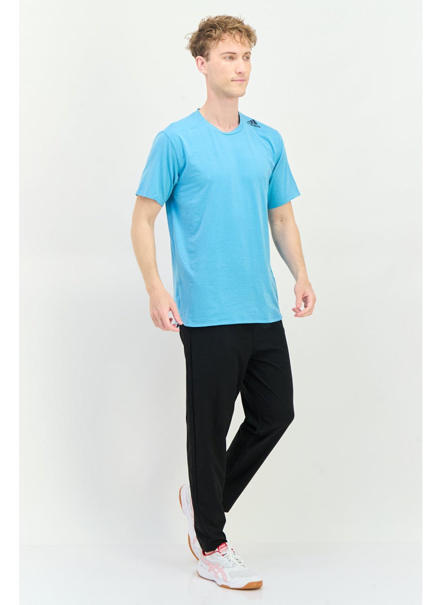 Men Sportswear Fit Short Sleeve Training T-Shirt, Sky Turquoise