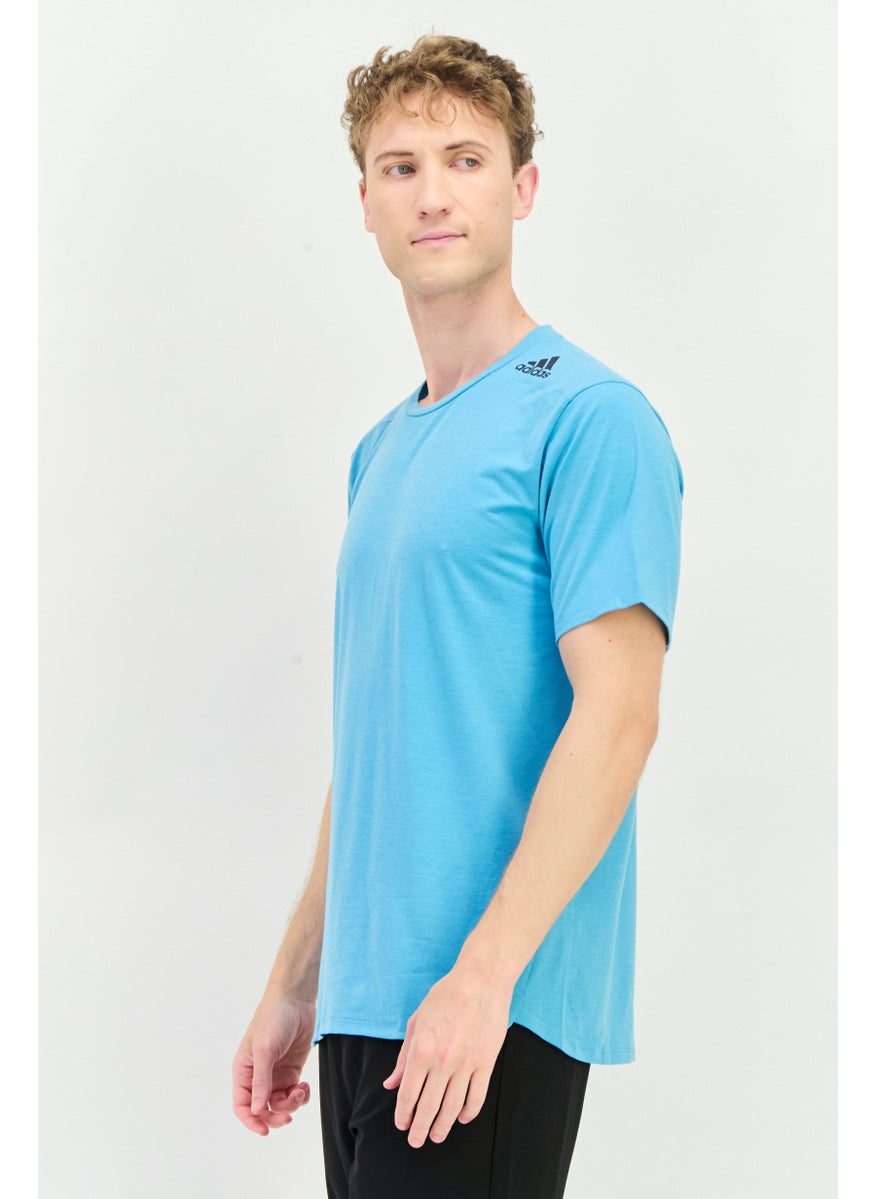 Men Sportswear Fit Short Sleeve Training T-Shirt, Sky Turquoise