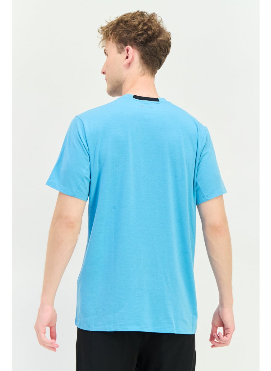 Men Sportswear Fit Short Sleeve Training T-Shirt, Sky Turquoise
