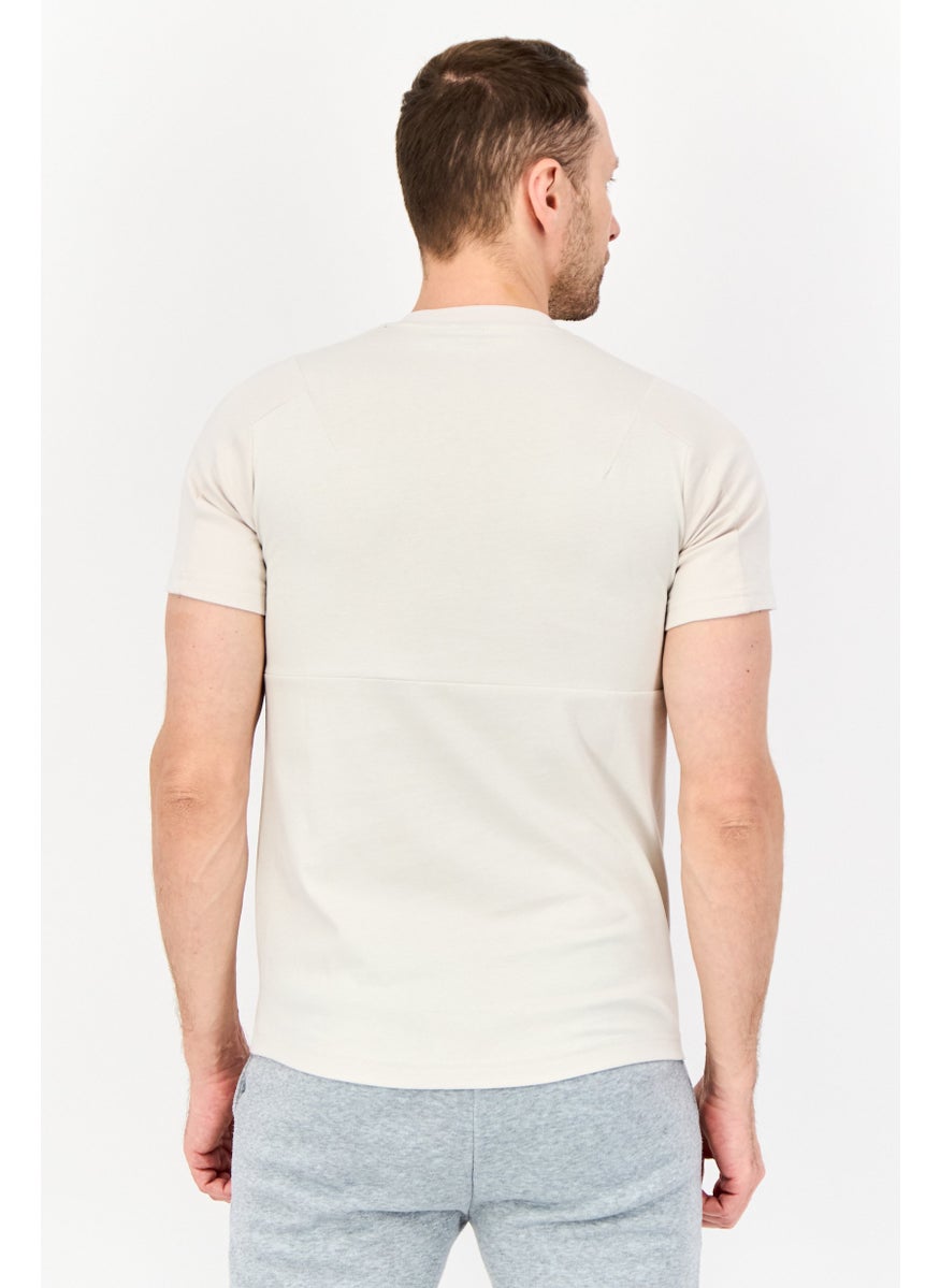 Men Sportswear Fit Short Sleeve Outdoor T-shirt, Light Beige