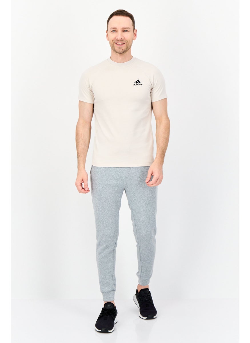 Men Sportswear Fit Short Sleeve Outdoor T-shirt, Light Beige